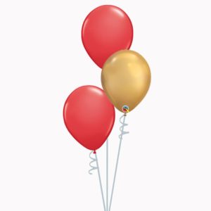 3 Latex Balloons Red Gold