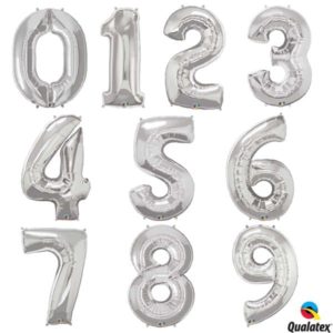 40in Silver Number Foil Balloon